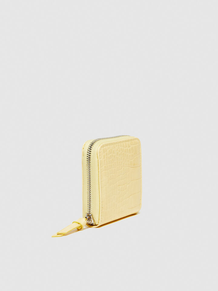 Medium crocodile print wallet - null - Yellow | Sisley image number 4